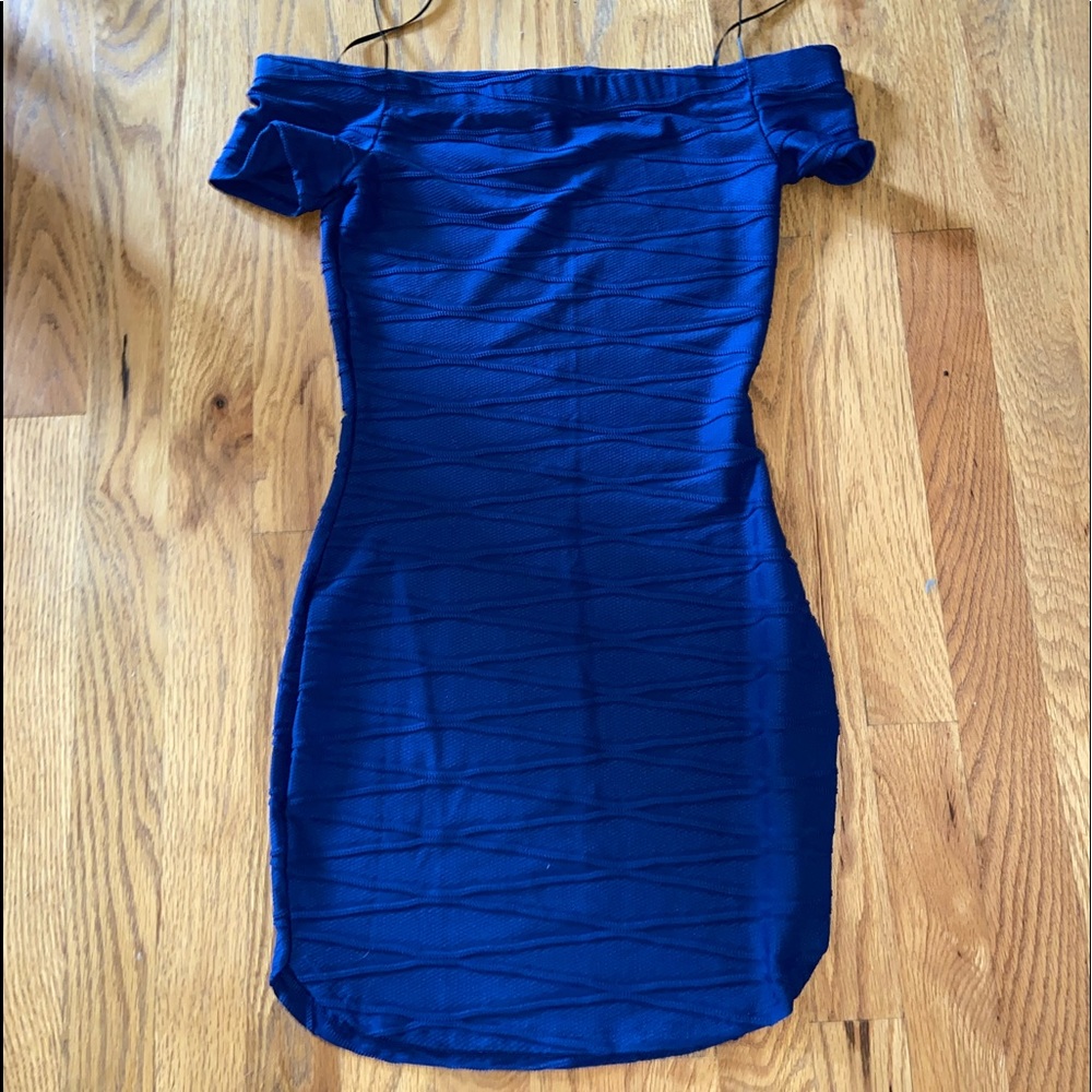 Off the shoulder navy blue dress